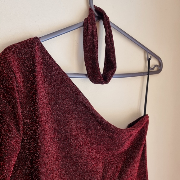 SheIn One Shoulder Glitter Dress With Choker - Picture 5 of 12